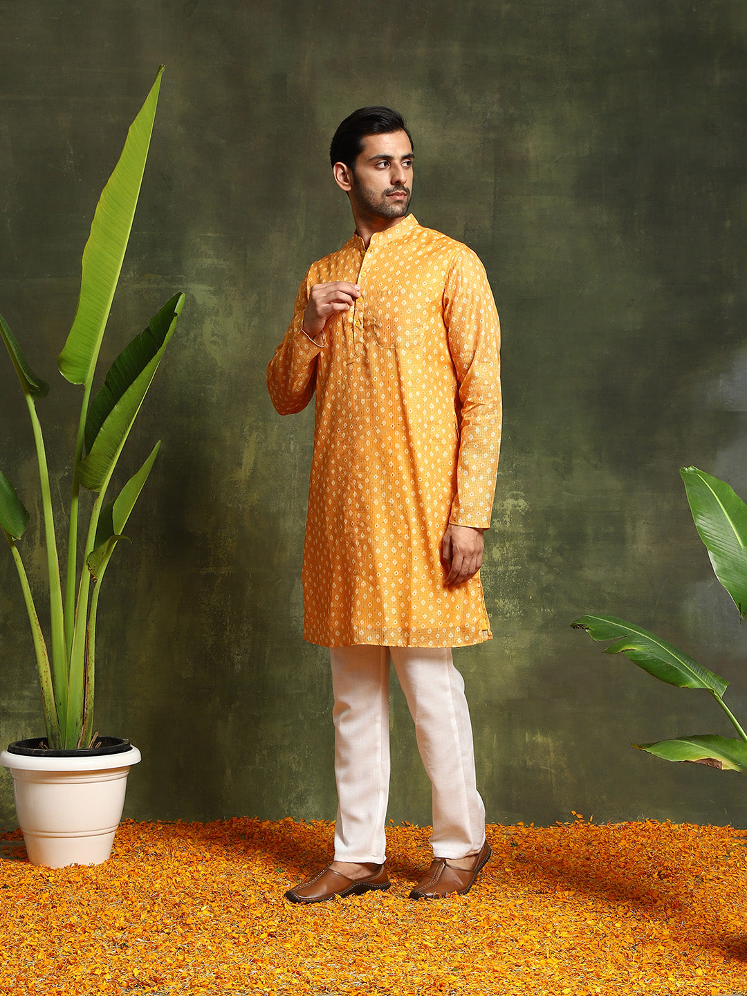 Yellow Digital Print Long Kurta