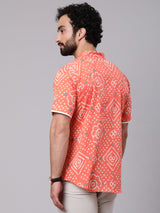 Peach Bandhani Print Shirt - Elganza