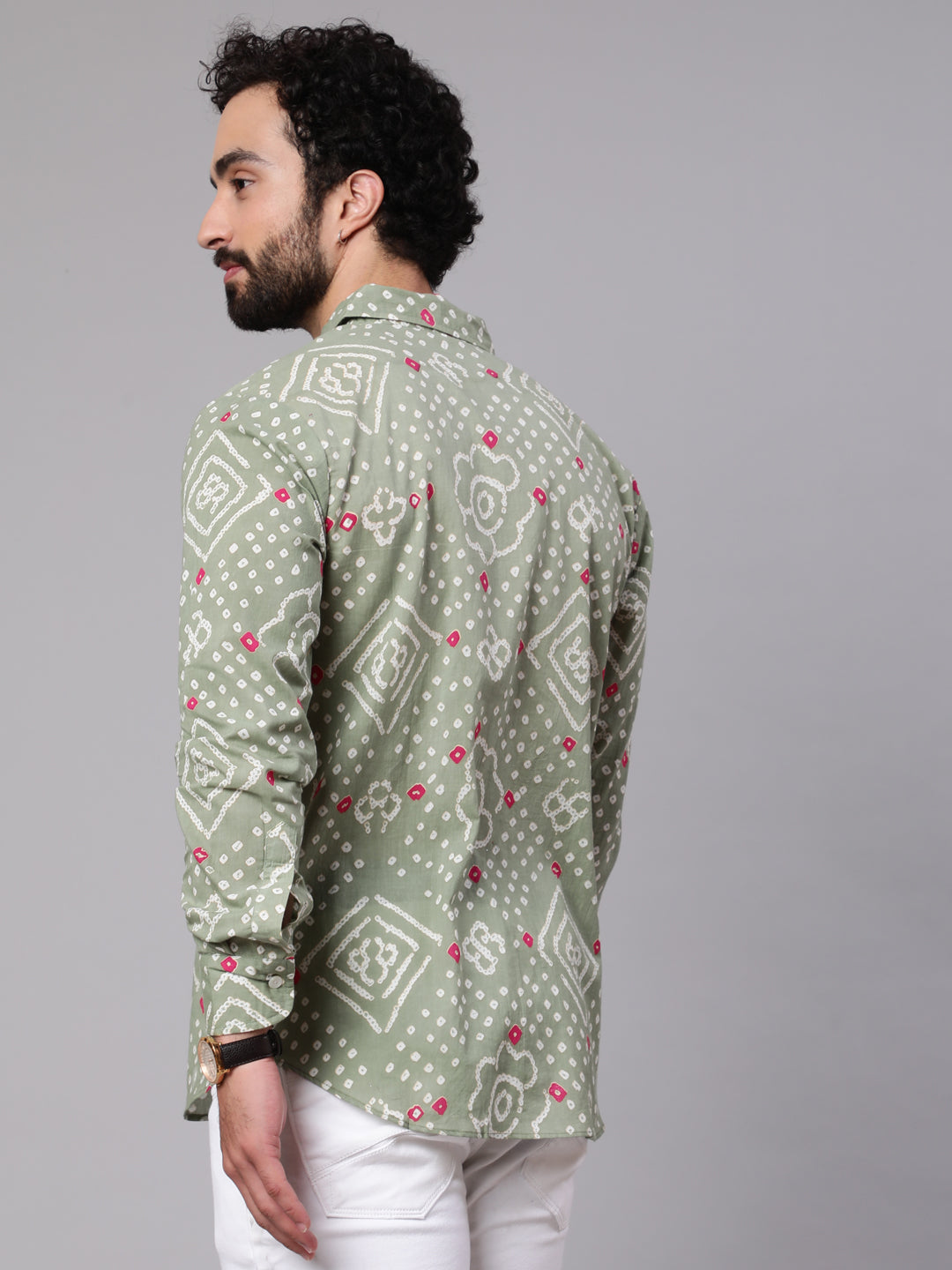 Pastel Green Bandhani Print Shirt - Elganza