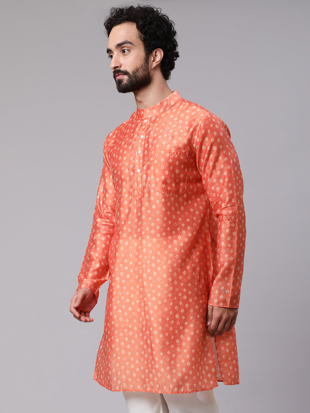 Orange Bandhani Print Couple Combo