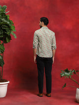 Pastel Green Floral Print Shirt - Elganza