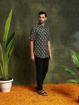 Olive Printed Kantha Work Shirt