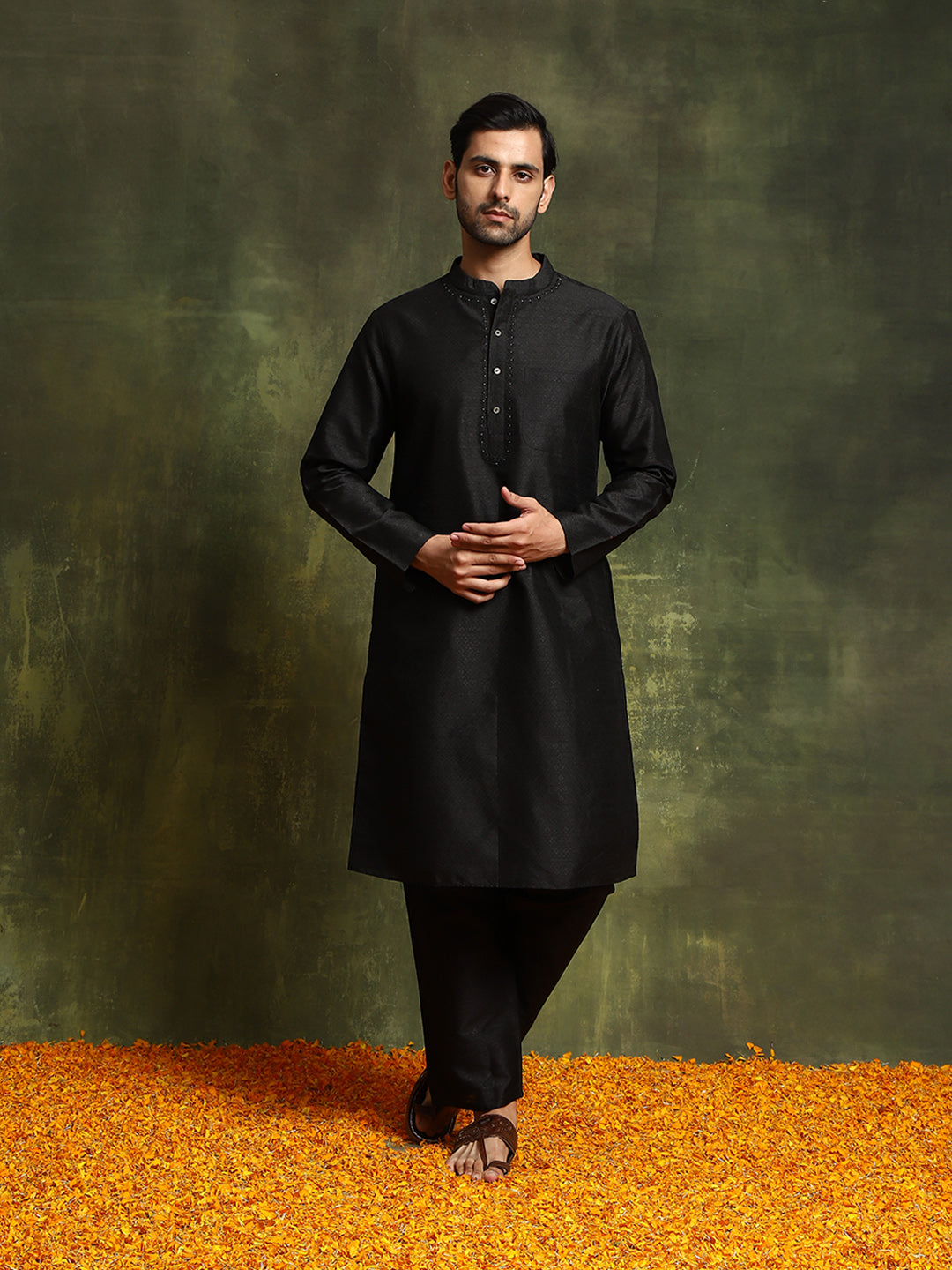 Black Embroidered Couple Combo Set