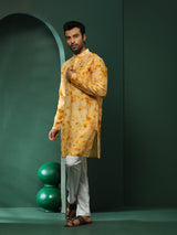 Beige Tie-Dye Print Long Kurta