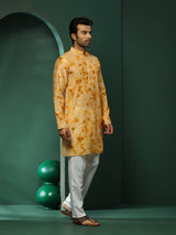 Beige Tie-Dye Print Long Kurta