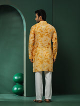 Beige Tie-Dye Print Long Kurta