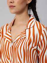 Orange Animal Printed Co ord Set - Elganza
