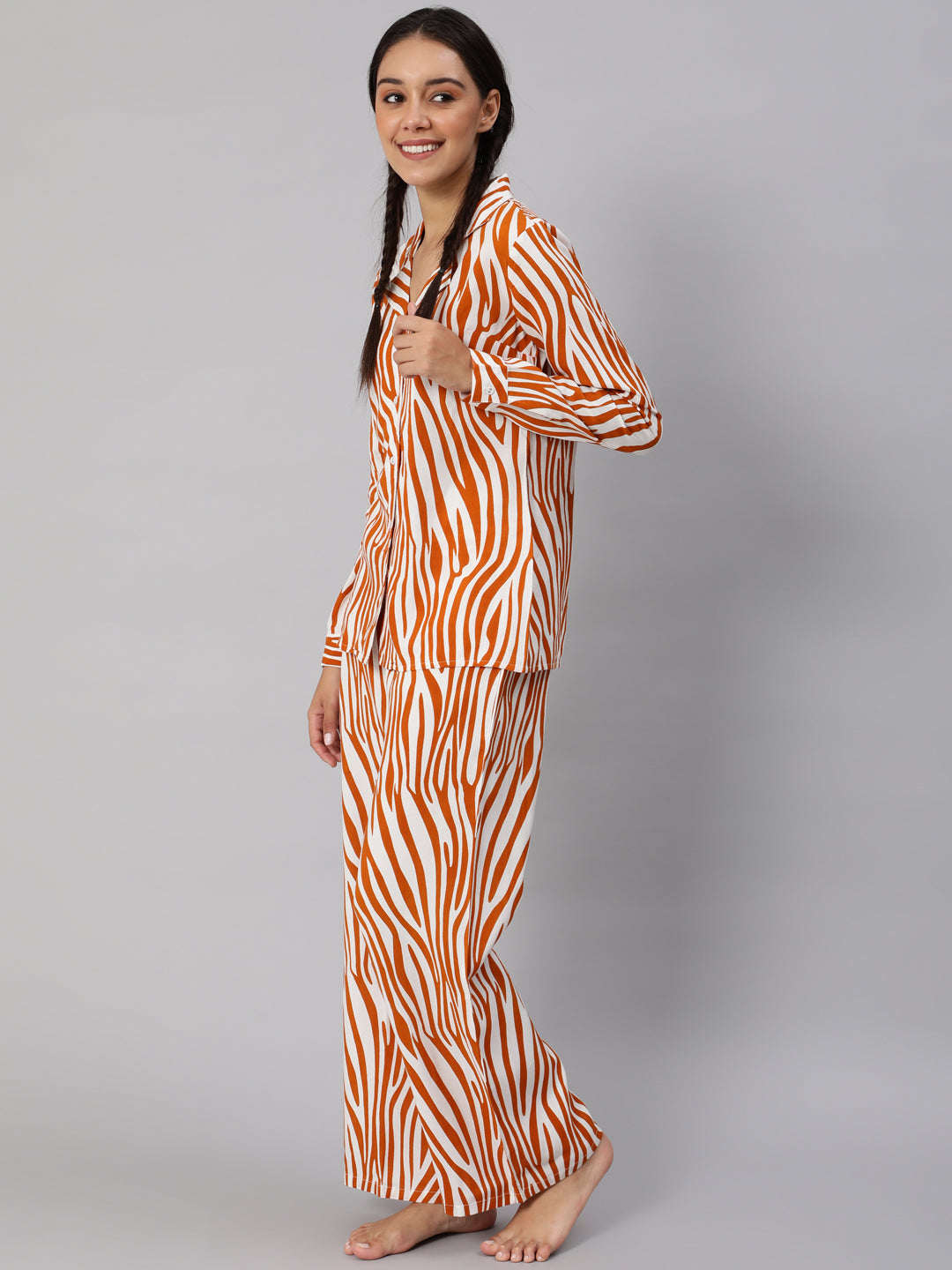 Orange Animal Printed Co ord Set - Elganza
