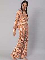 Orange Animal Printed Co ord Set - Elganza