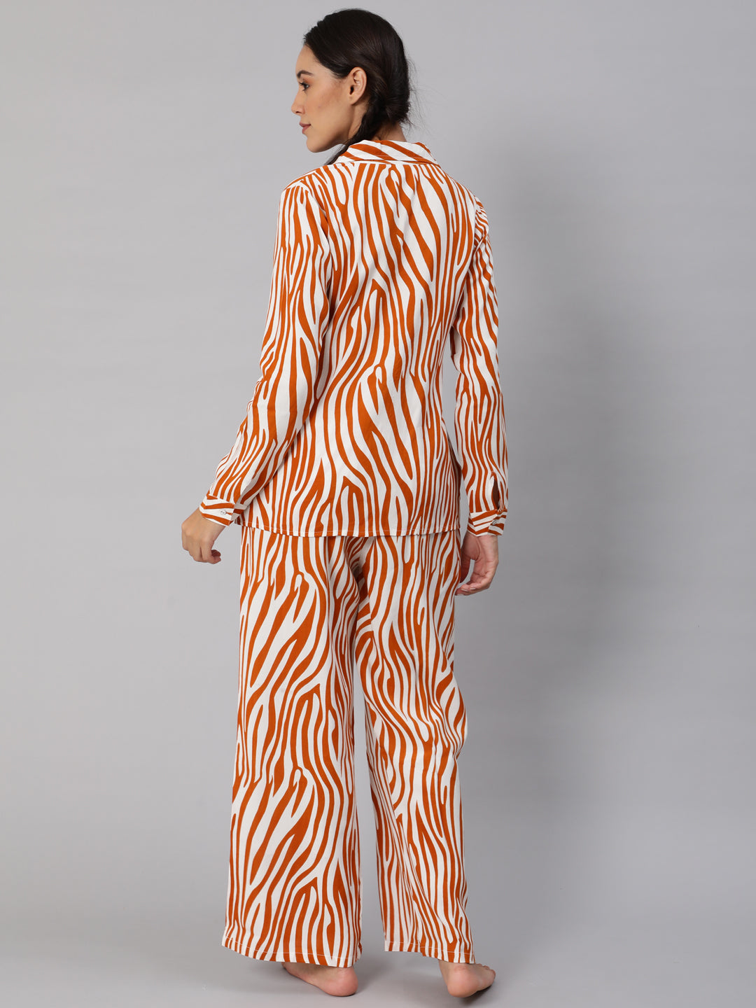Orange Animal Printed Co ord Set - Elganza