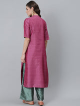 Pink Dobby Tafetta Co Ord Set With Jacket - Elganza