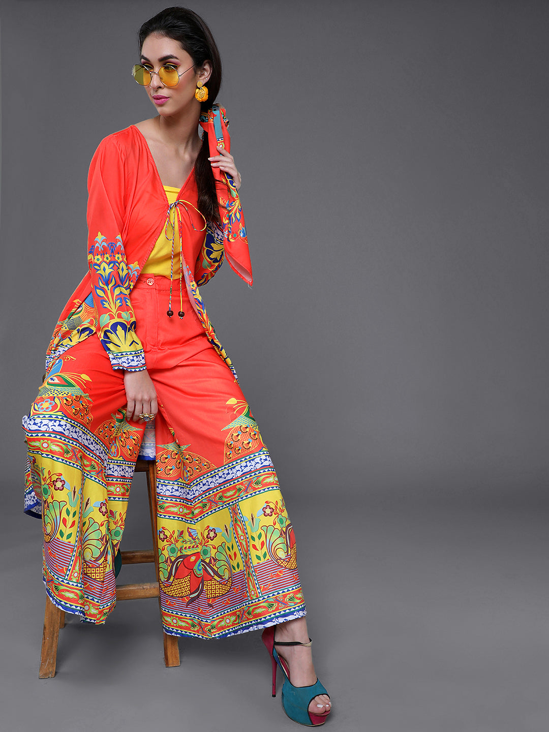 Orange Truck Art Co Ord Set With Jacket