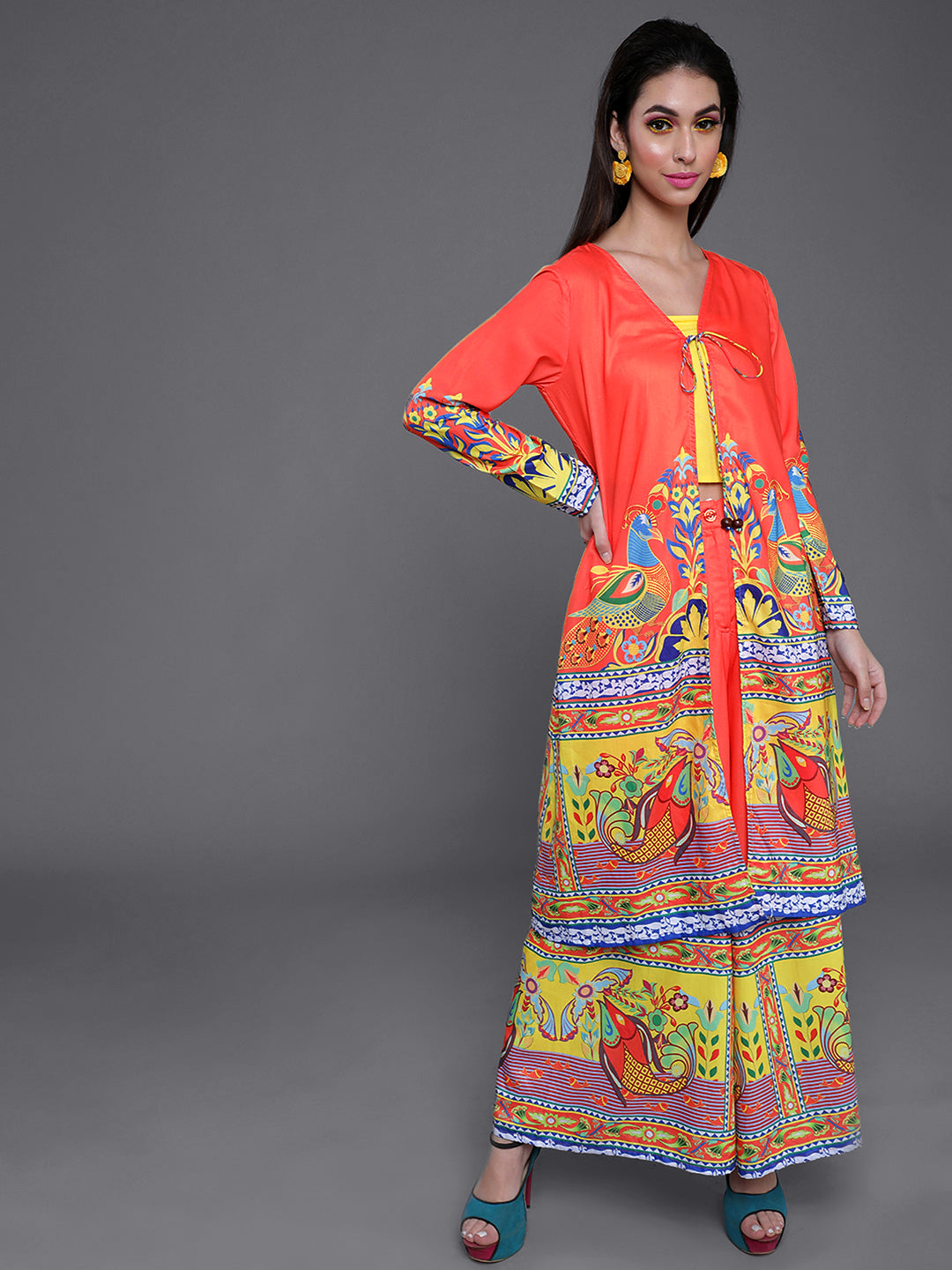 Orange Truck Art Co Ord Set With Jacket