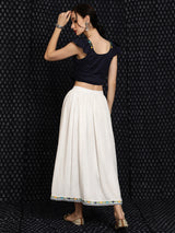 White & Blue Embroidered Co-Ord Set - Elganza