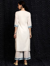 White Embroidered Kurta & Palazzo - Elganza