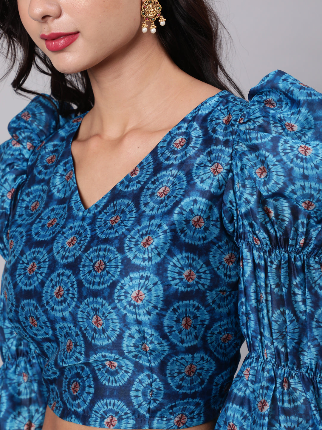 Royal Blue Digital Print Lehenga Choli With Dupatta - Elganza