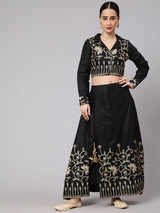 Black Embroidered Lehenga Choli Set - Elganza