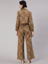 Brown Floral Print Co Ord Set