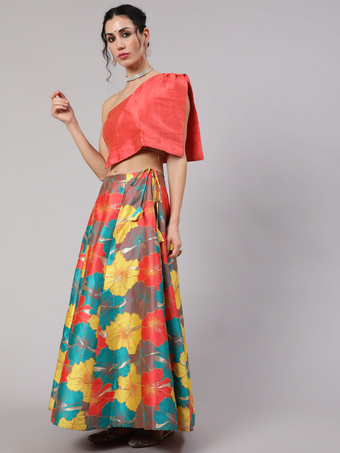 Multicolor Floral Print Lehenga With Blouse - Elganza