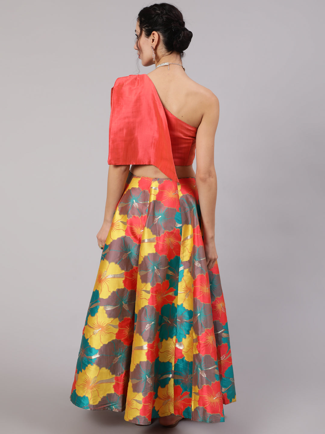 Multicolor Floral Print Lehenga With Blouse - Elganza