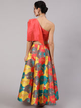 Multicolor Floral Print Lehenga With Blouse - Elganza
