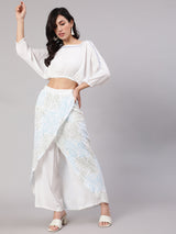White Block Print Co-Ord Set - Elganza