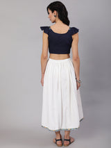 White & Blue Embroidered Co-Ord Set - Elganza