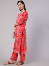 Red Digital Print Kurta Palazzo With Dupatta - Elganza