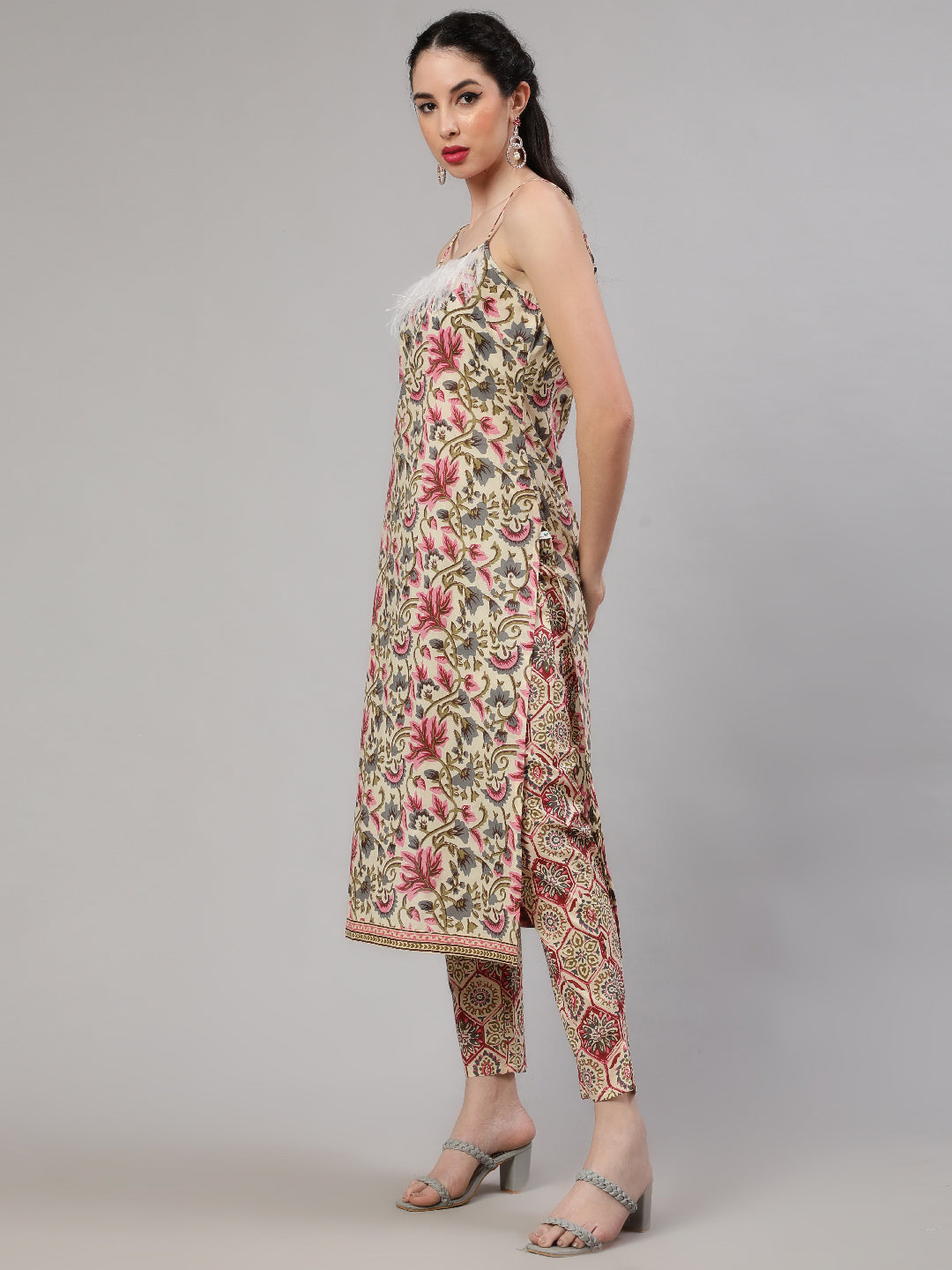 Cream Floral Print Coule Combo Set