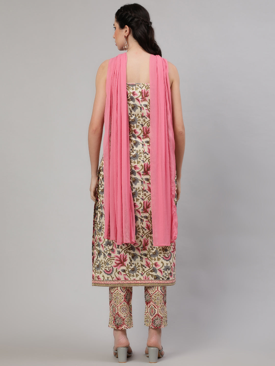 Cream Floral Print Coule Combo Set