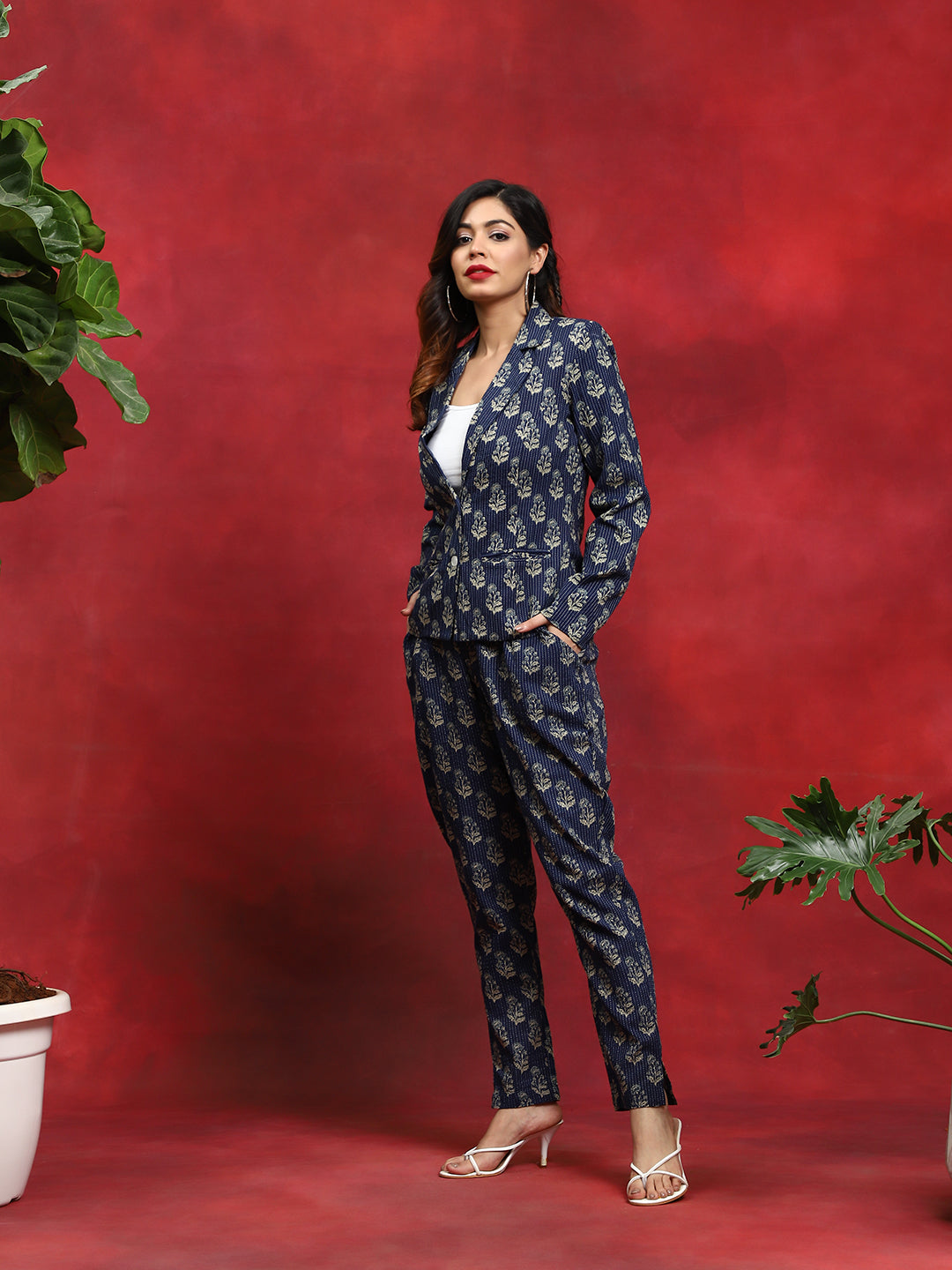 Navy Blue Printed Couple Combo Set