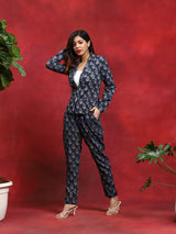 Navy Blue Printed Couple Combo Set