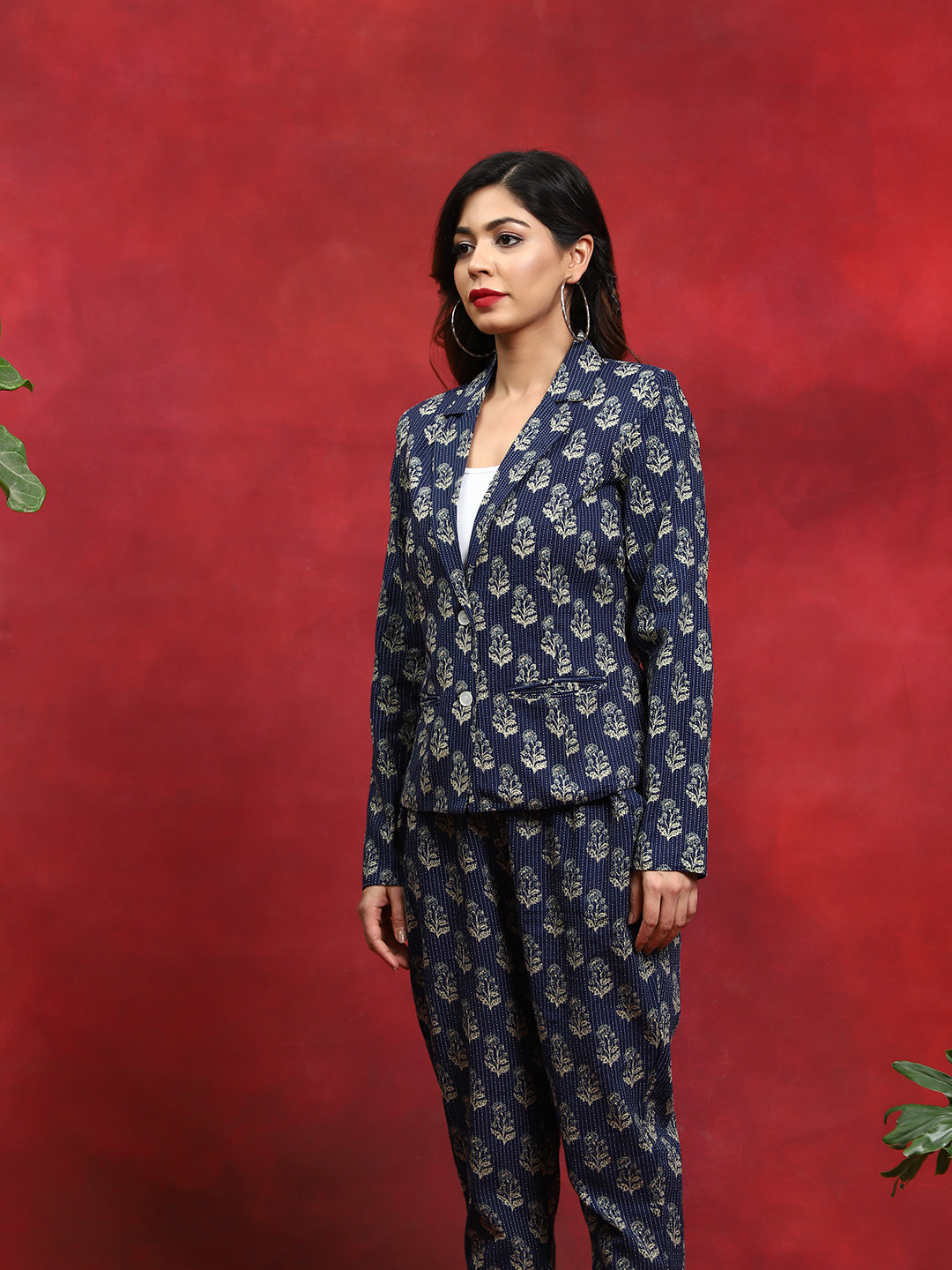 Navy Blue Printed Couple Combo Set
