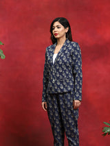 Navy Blue Printed Couple Combo Set