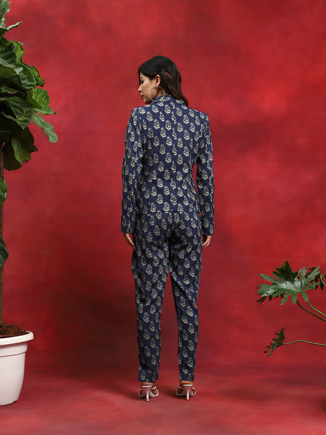 Navy Blue Printed Couple Combo Set