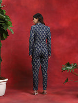 Navy Blue Printed Couple Combo Set