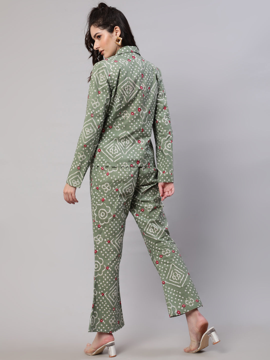 Pastel Green Bandhani Printed Co-ord Set - Elganza