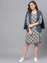 Blue Striped Sleeveless Waistcoat - Elganza