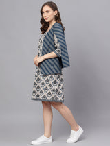 Blue Striped Sleeveless Waistcoat - Elganza