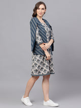 Blue Striped Sleeveless Waistcoat - Elganza