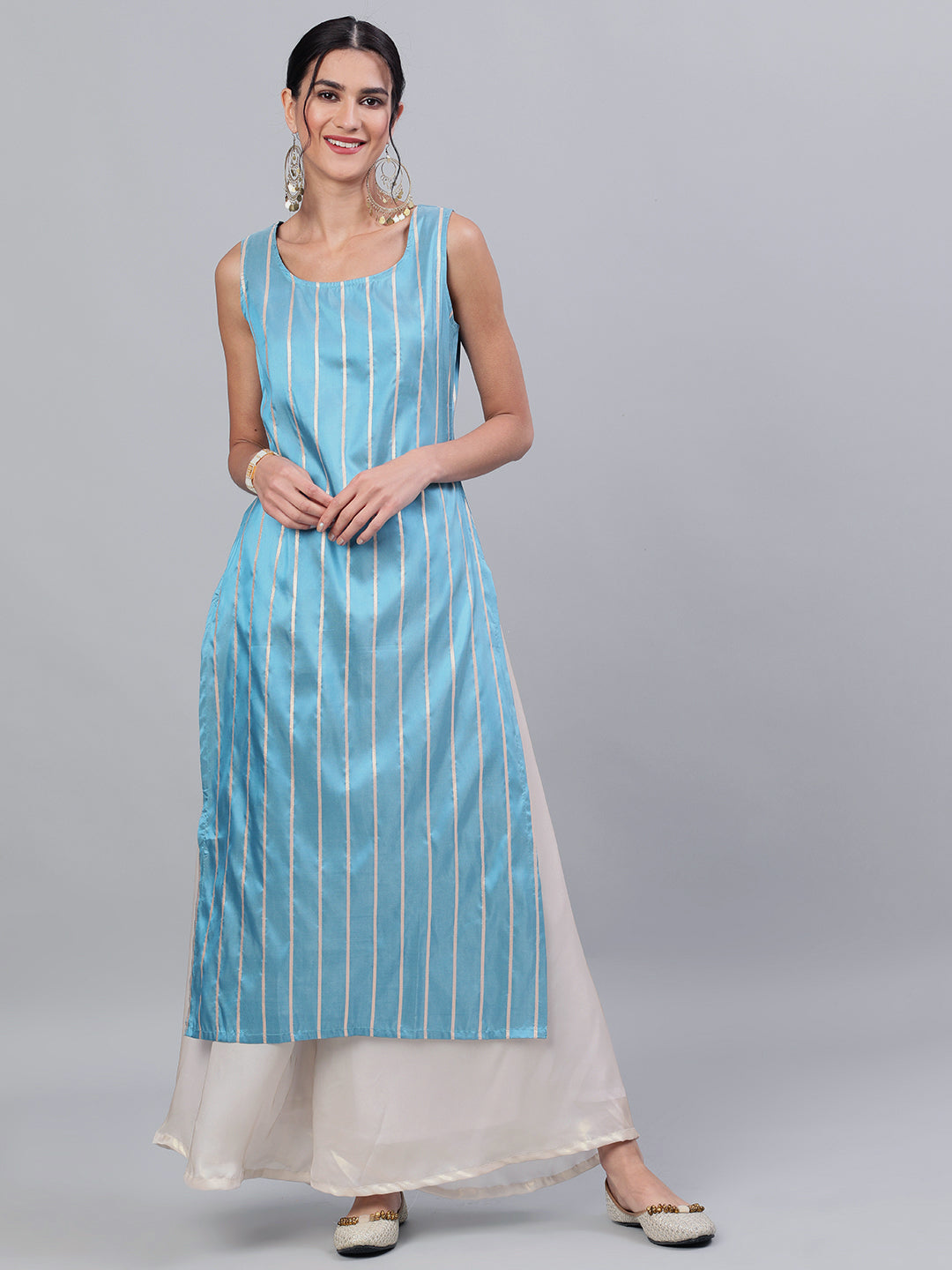 Blue Striped Kurta - Elganza