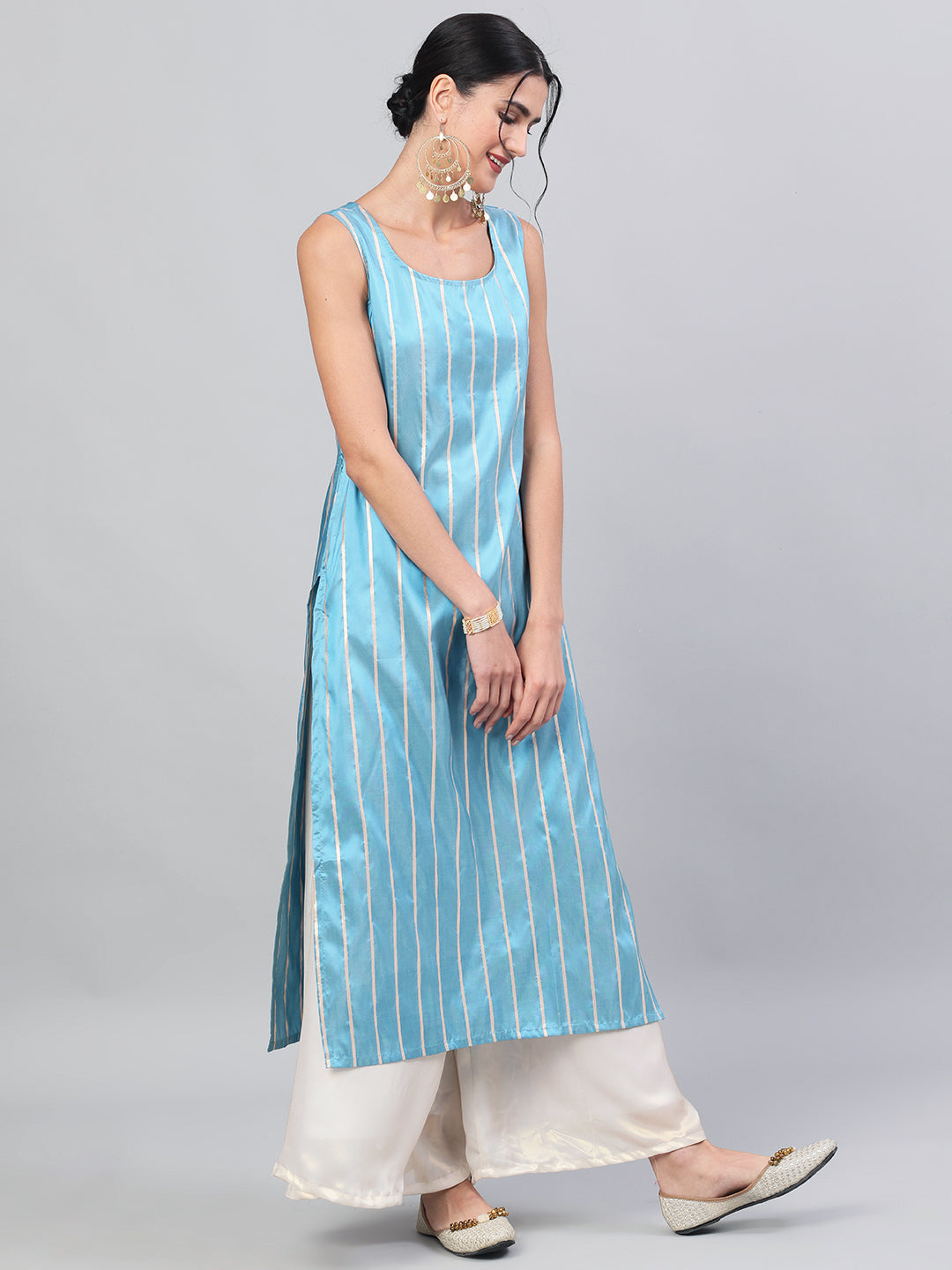 Blue Striped Kurta - Elganza
