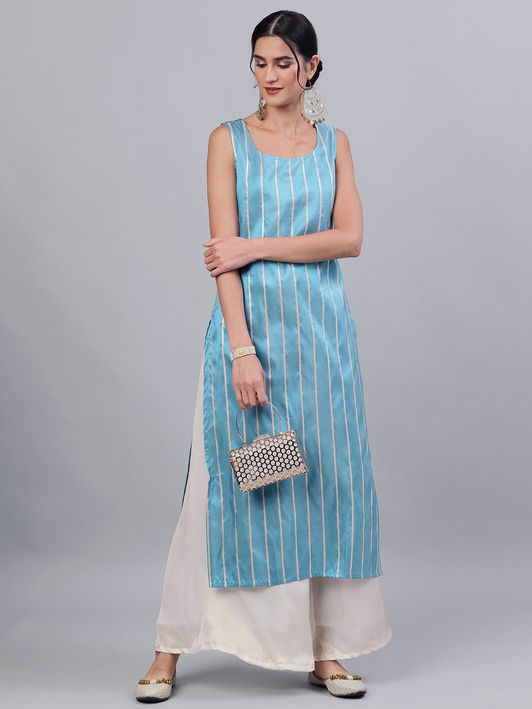 Blue Striped Kurta - Elganza