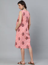 Peach Printed Maternity Dress - Elganza