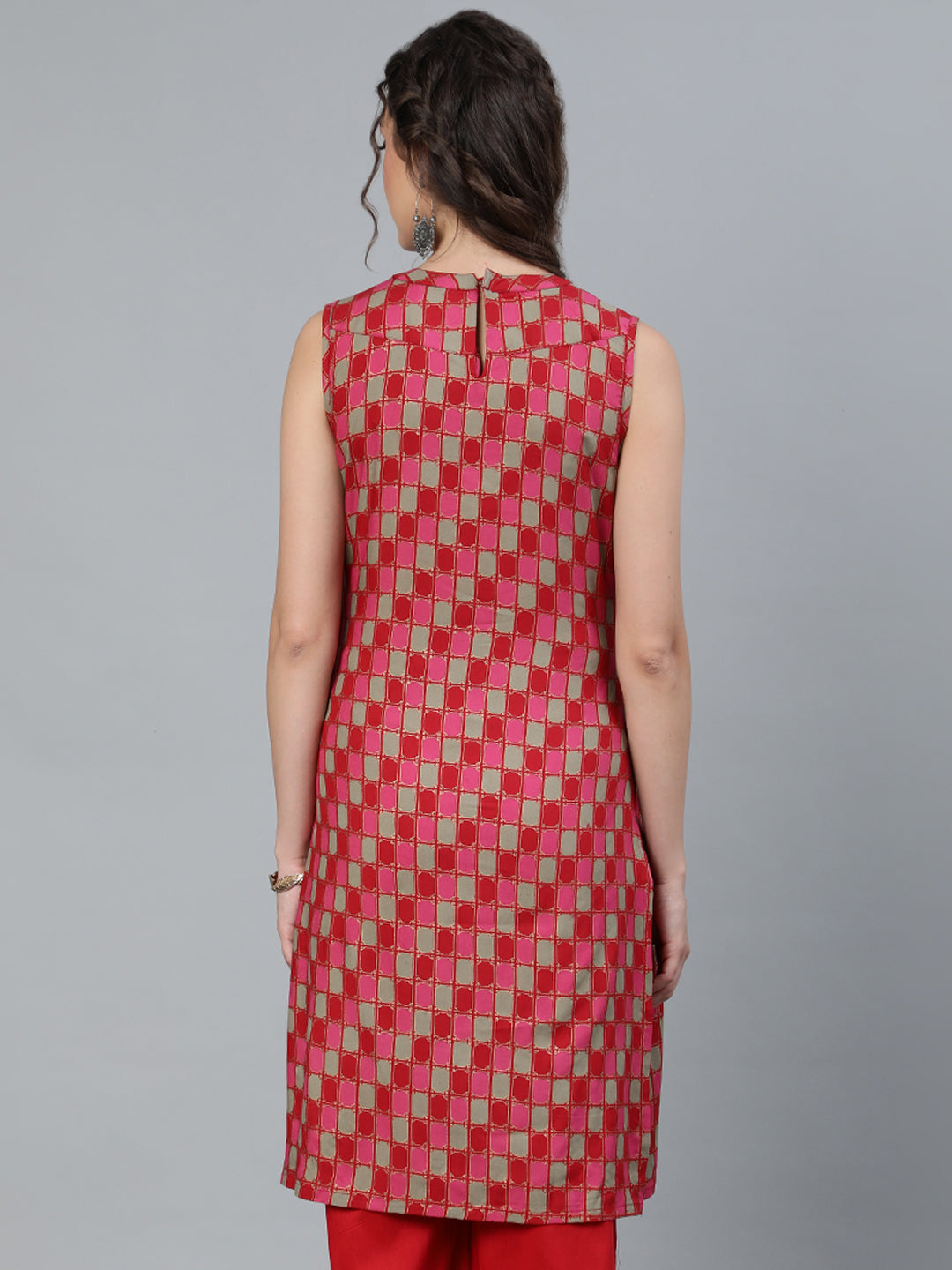 Red Gold Print Tunic - Elganza