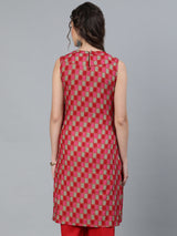 Red Gold Print Tunic - Elganza