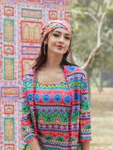 Multicolor Floral Print Jacket - Elganza