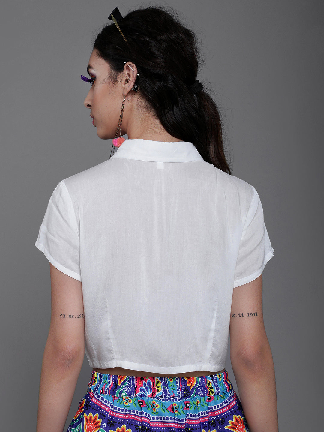White Crop Shirt - Elganza