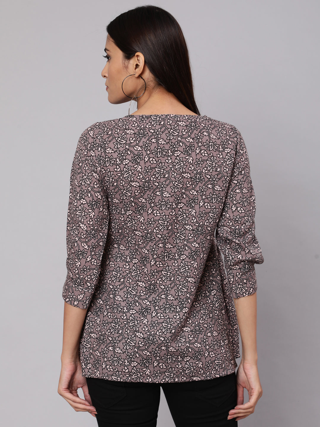Grey Printed Tunic - Elganza