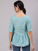 Blue Singapore Embroidered Tunic - Elganza